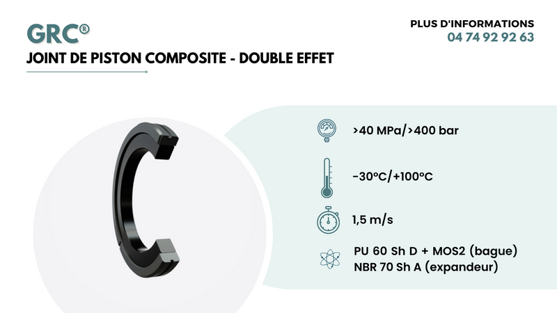 Joint de piston composite - Double effet - GRC - EVCO